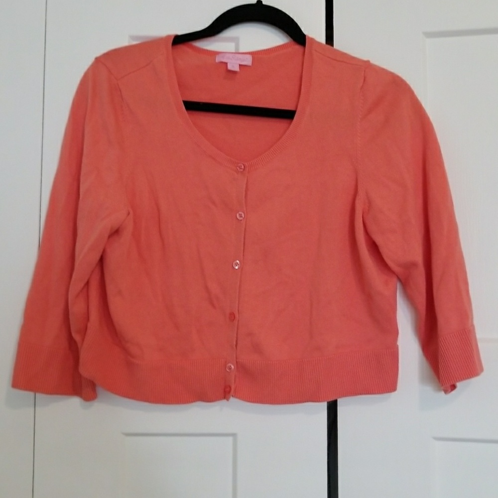 Lilly Pulitzer Coral Cropped Cardigan